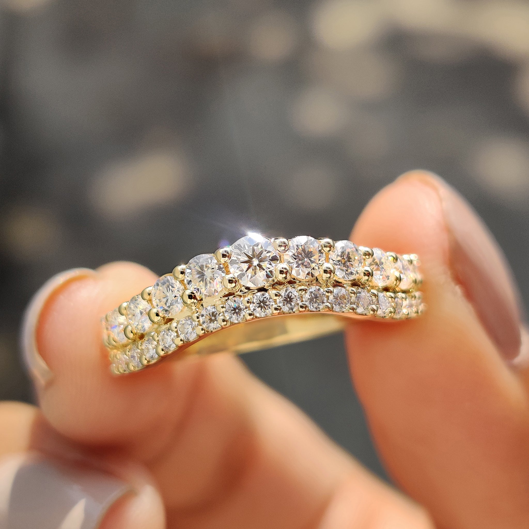 Half Eternity Wedding Band - Double Row  Style