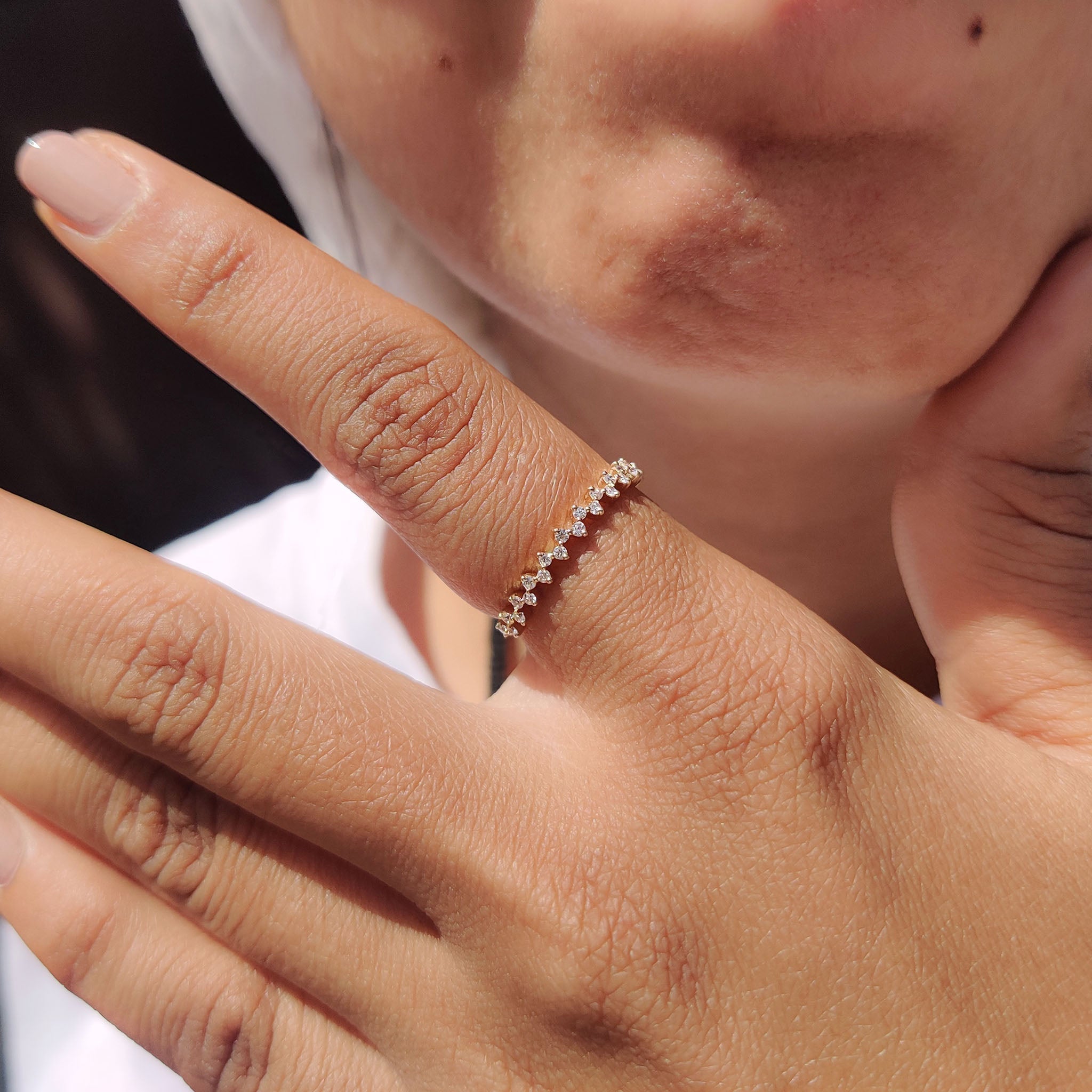 Half Eternity Band - Zig Zag Style