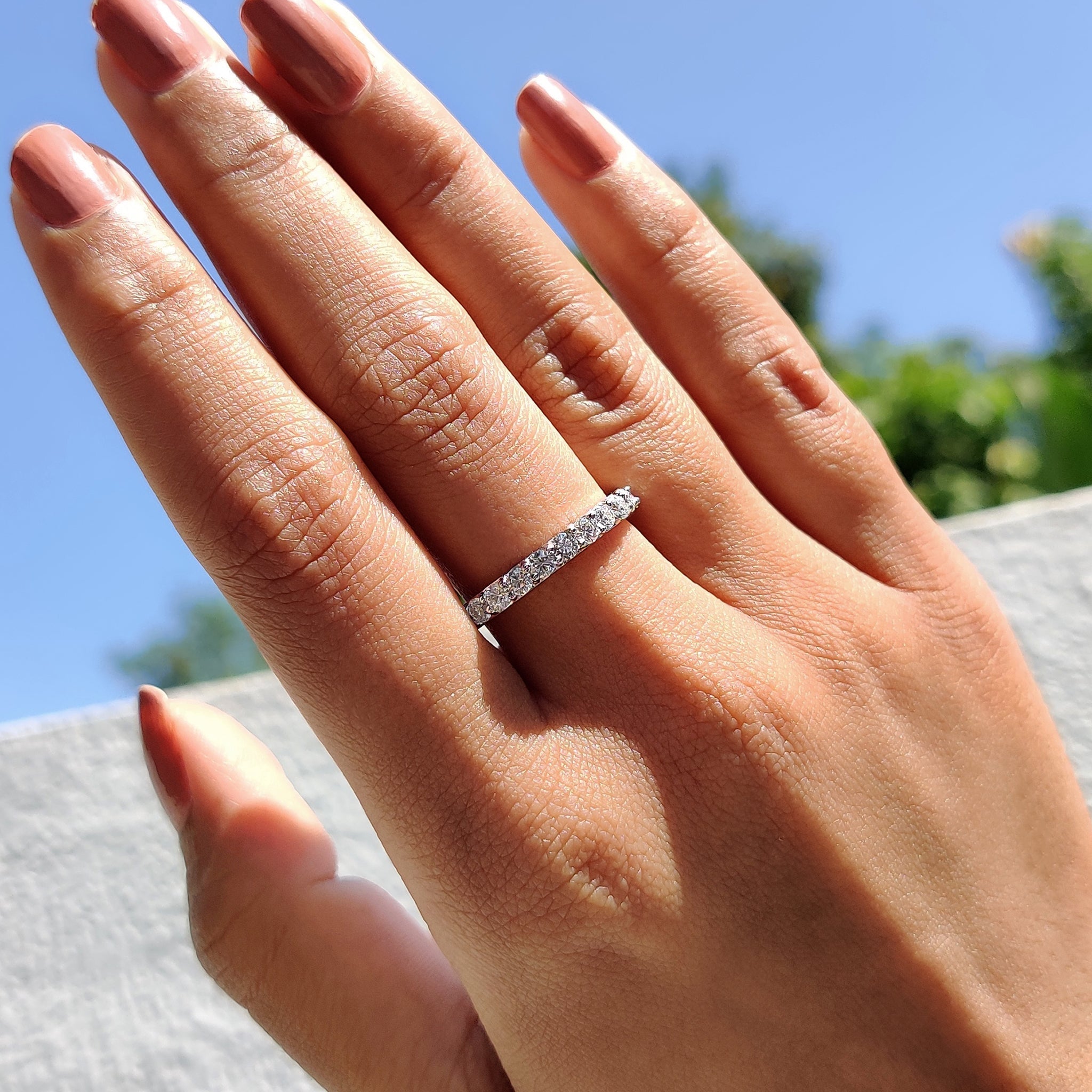 Round Cut Moissanite Eternity Band