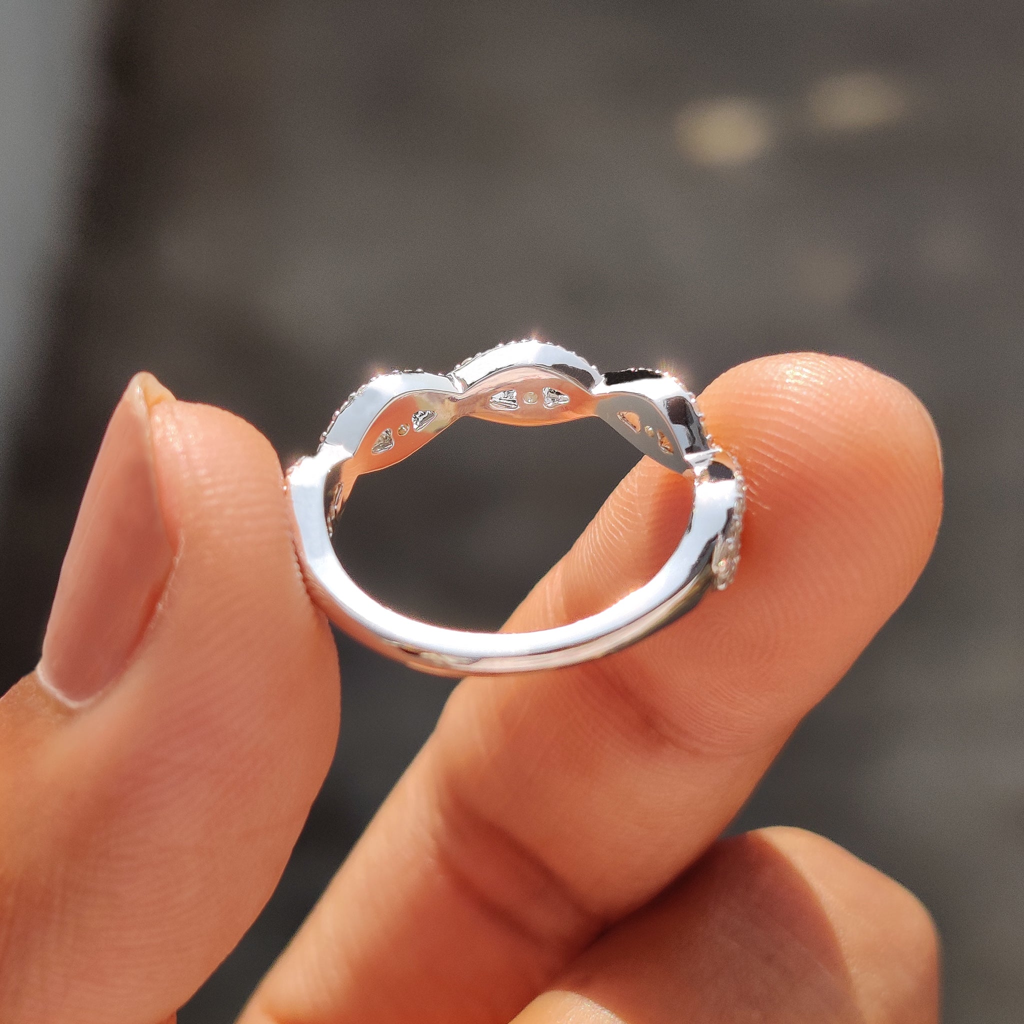 Evil Eye Infinity Wedding Band In White Gold