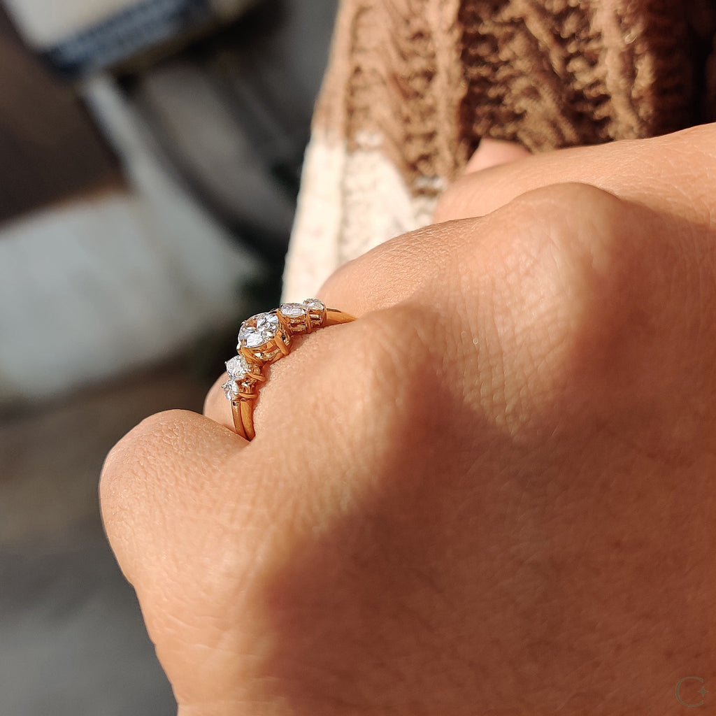 5 Stone Diamond Ring With Oval and Marquise Cut