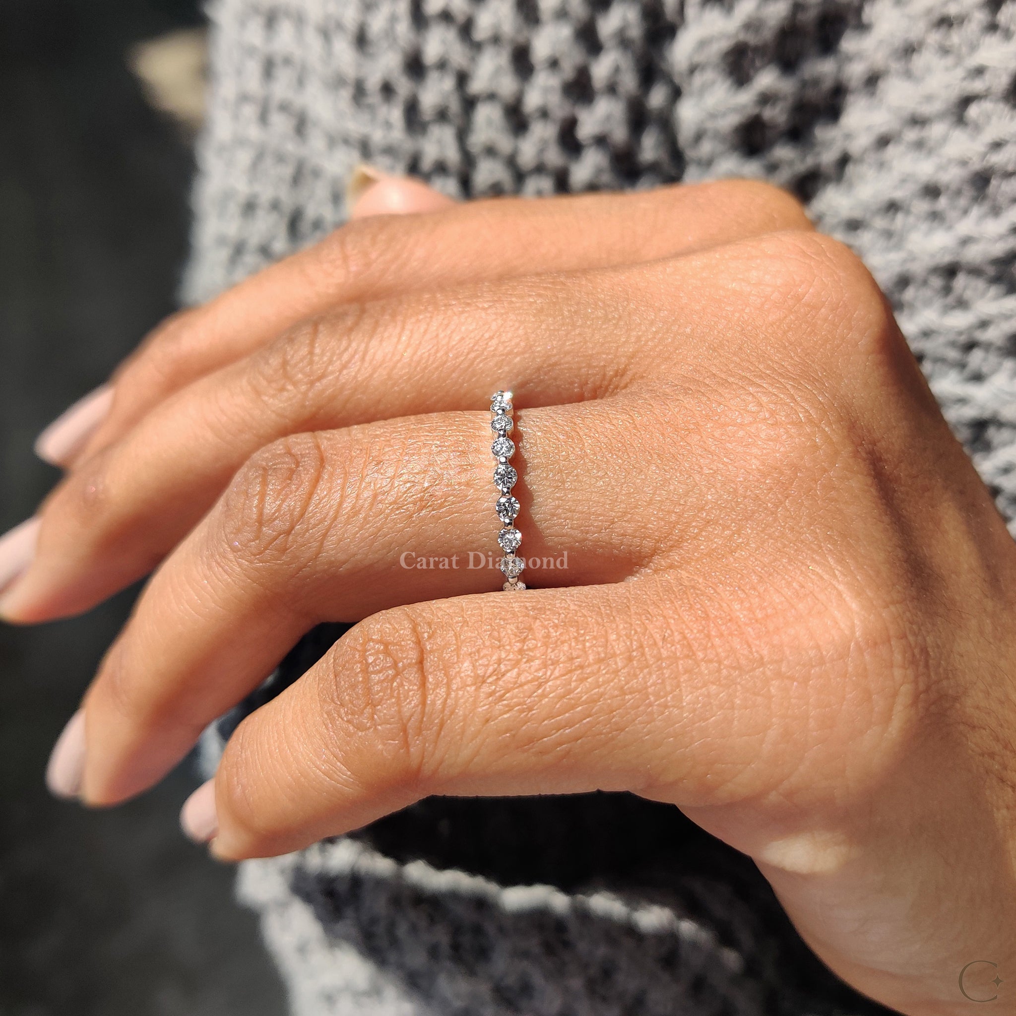 Lab Grown Round Cut Diamond White Gold Eternity Band