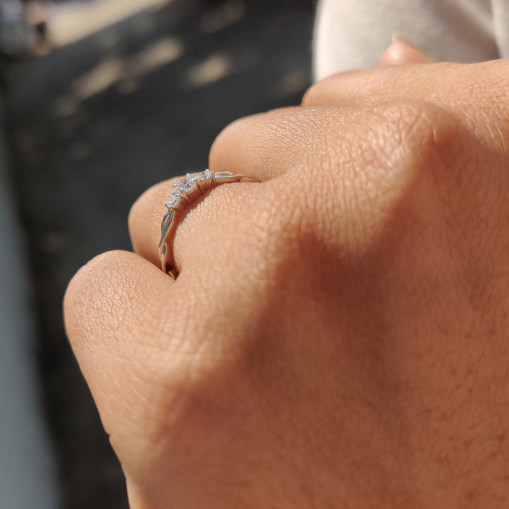 Three Stone Diamond Ring with Twisted Band