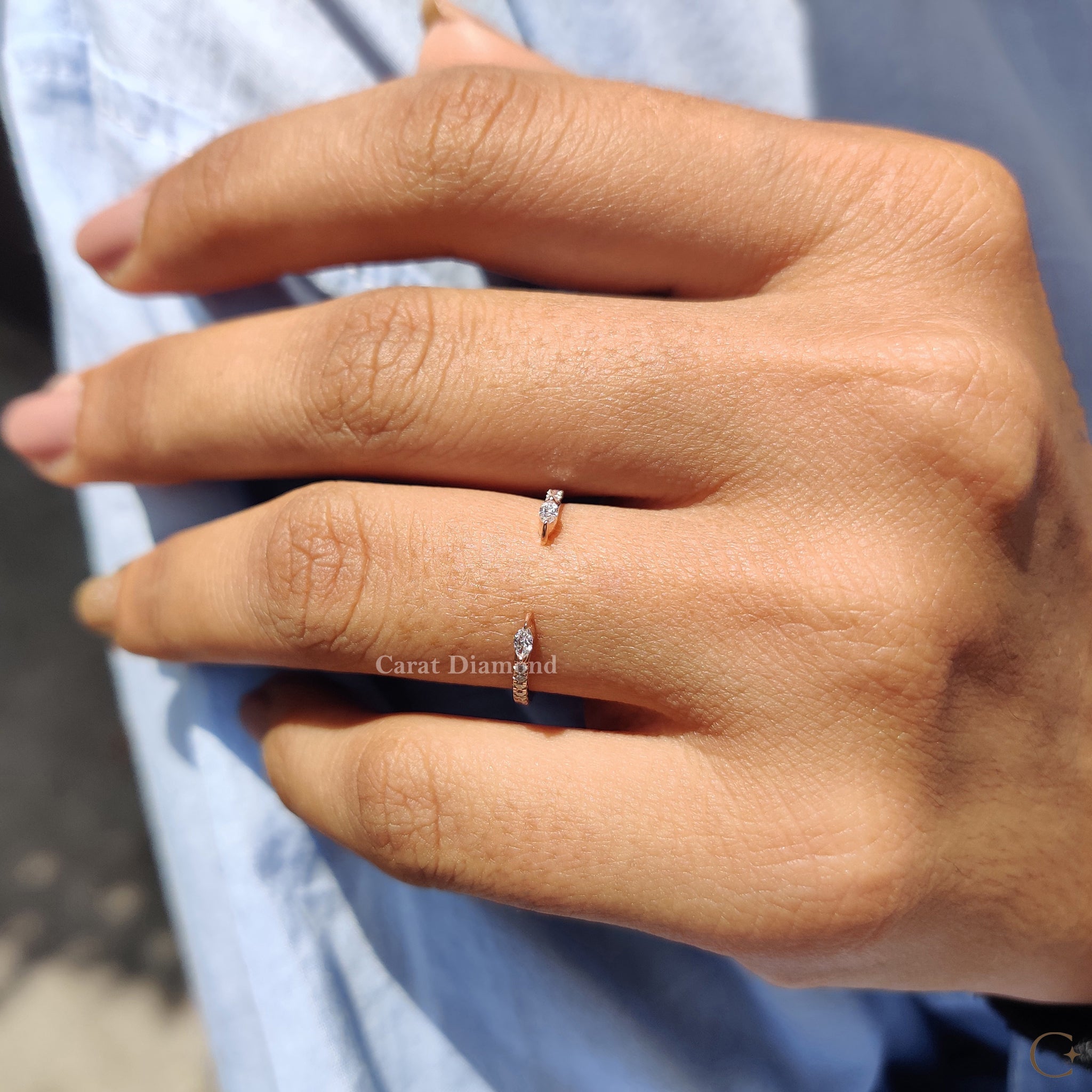 Open Gap Wedding Band With Marquise And  Round Diamond Zweitbild