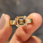 Asscher cut engagement ring in semi bezel setting