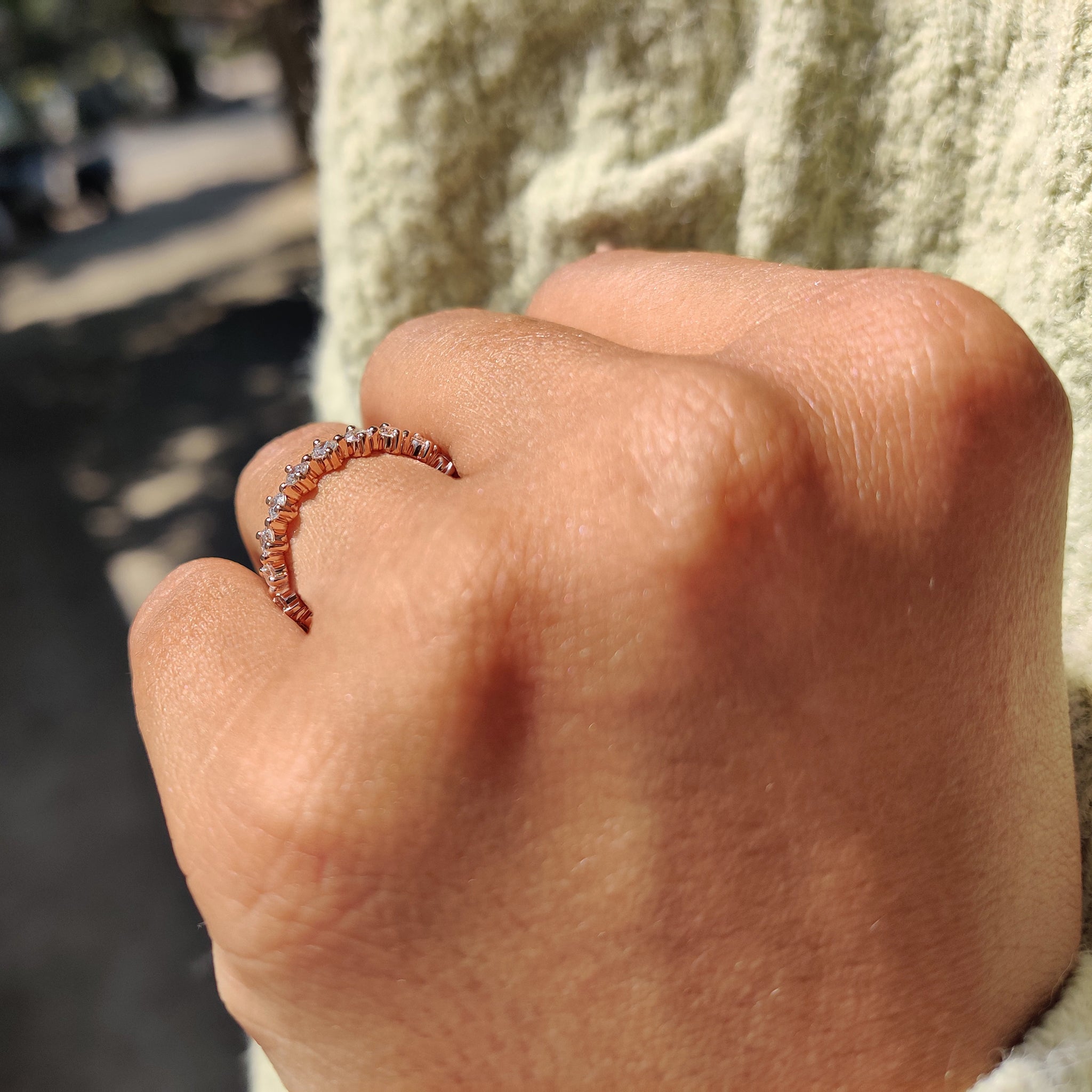 Round Diamond Band - White Gold