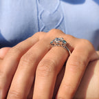 Cushion Cut Moissanite Ring Three Stone Ring
