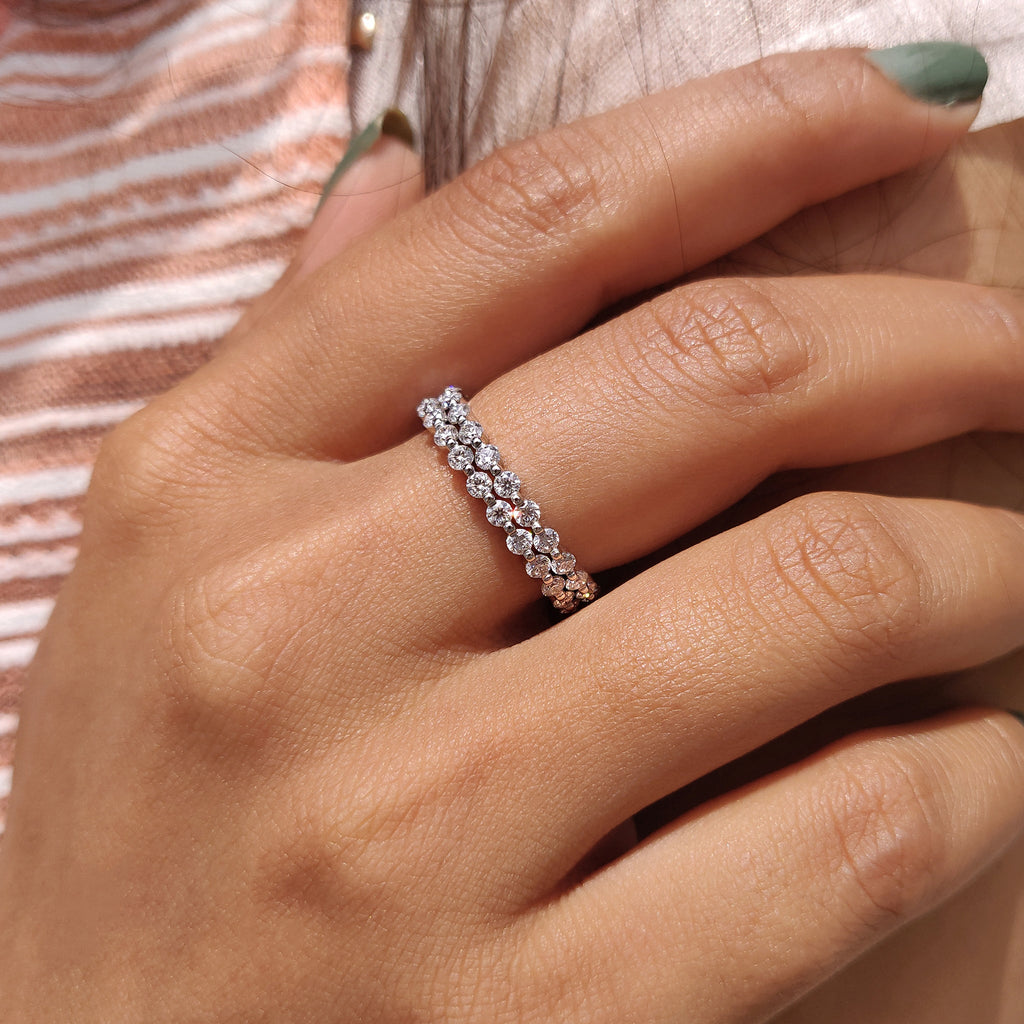 White Gold Band - 3/4 Eternity Style