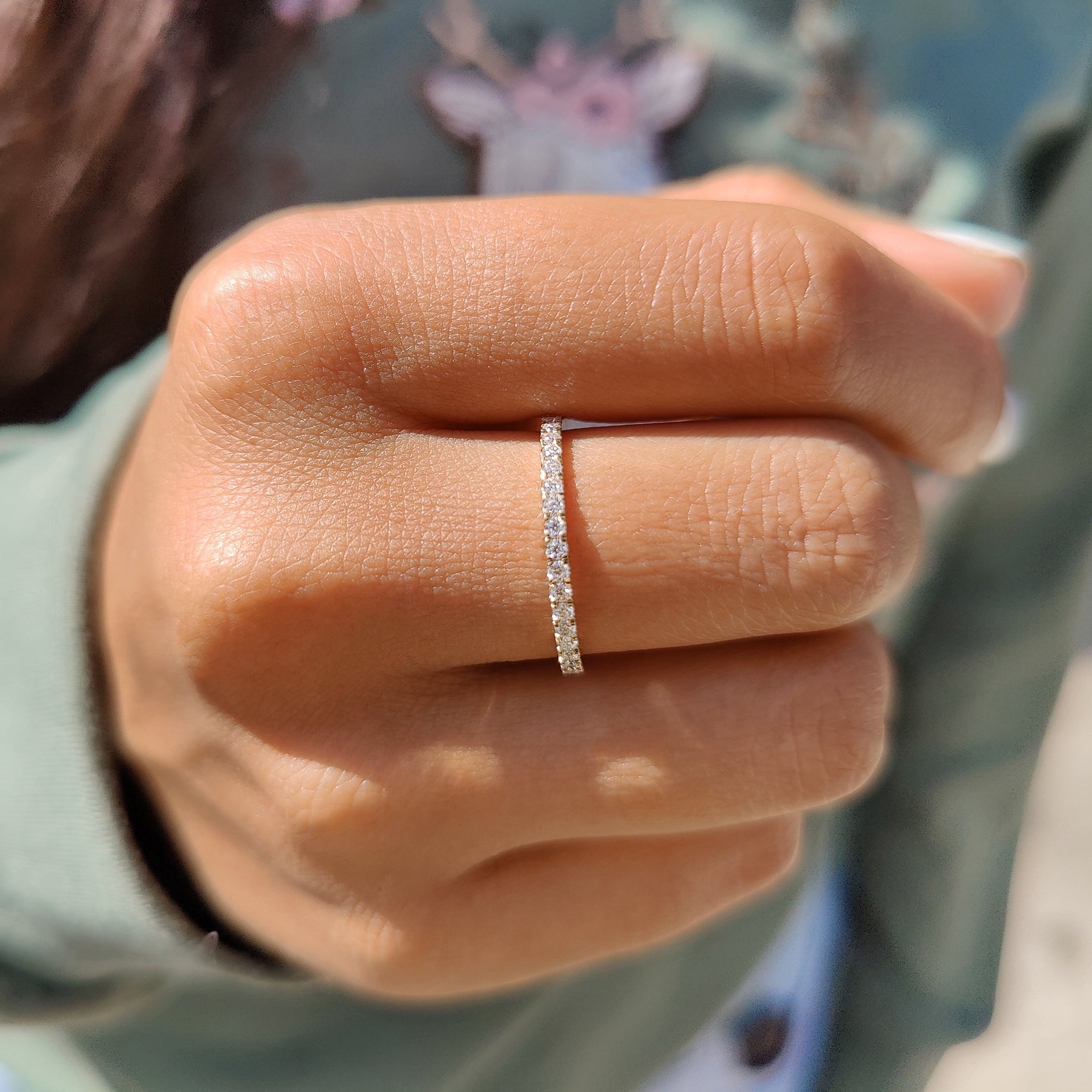 Round Moissanite With Yellow Gold Eternity Band