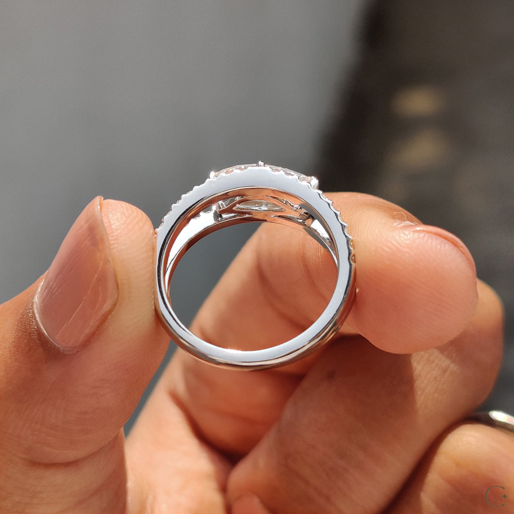 East West Marquise Engagement Ring In Split Shank Style
