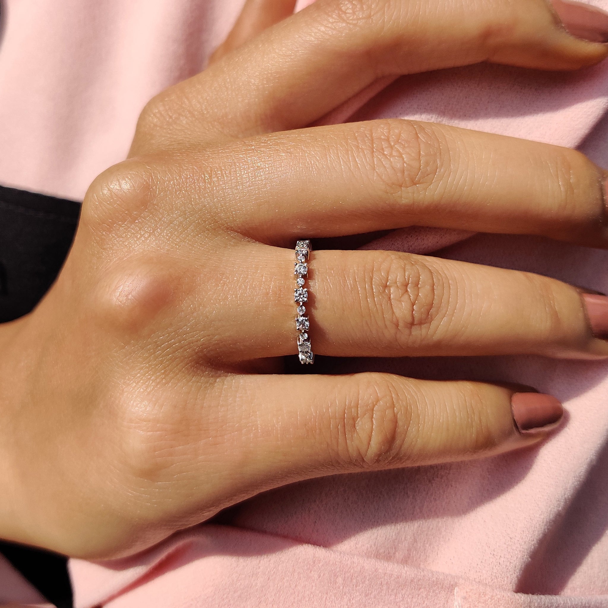 Moissanite Eternity Band With Round Cut Stones