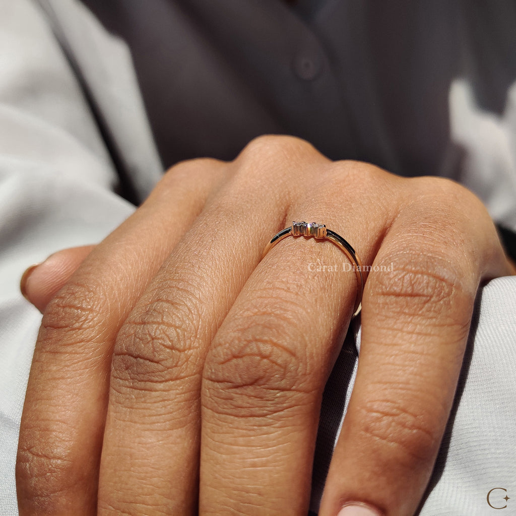 3 Stone Wedding Band Featuring Round Diamond