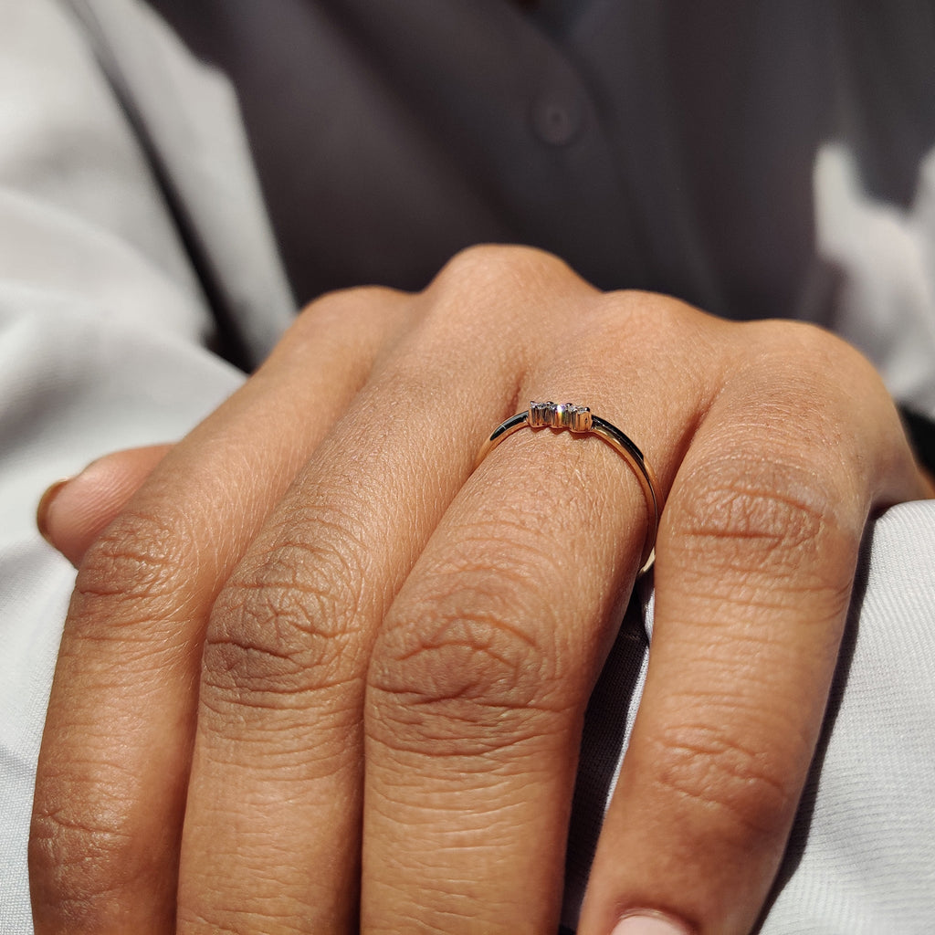 3 Stone Wedding Band - Round Diamonds