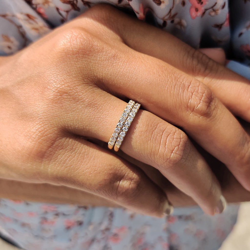Moissanite Half Eternity Band In Round Cut For Women