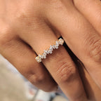 Round Cut Half Eternity Band In Zig Zag Setting