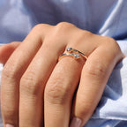 Double Bezel Set Two Stone Wedding Band