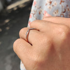 V Shaped Wedding Band In Round Cut Tiara Style
