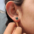 Portuguese Cut Cyan Blue Moissanite Earrings