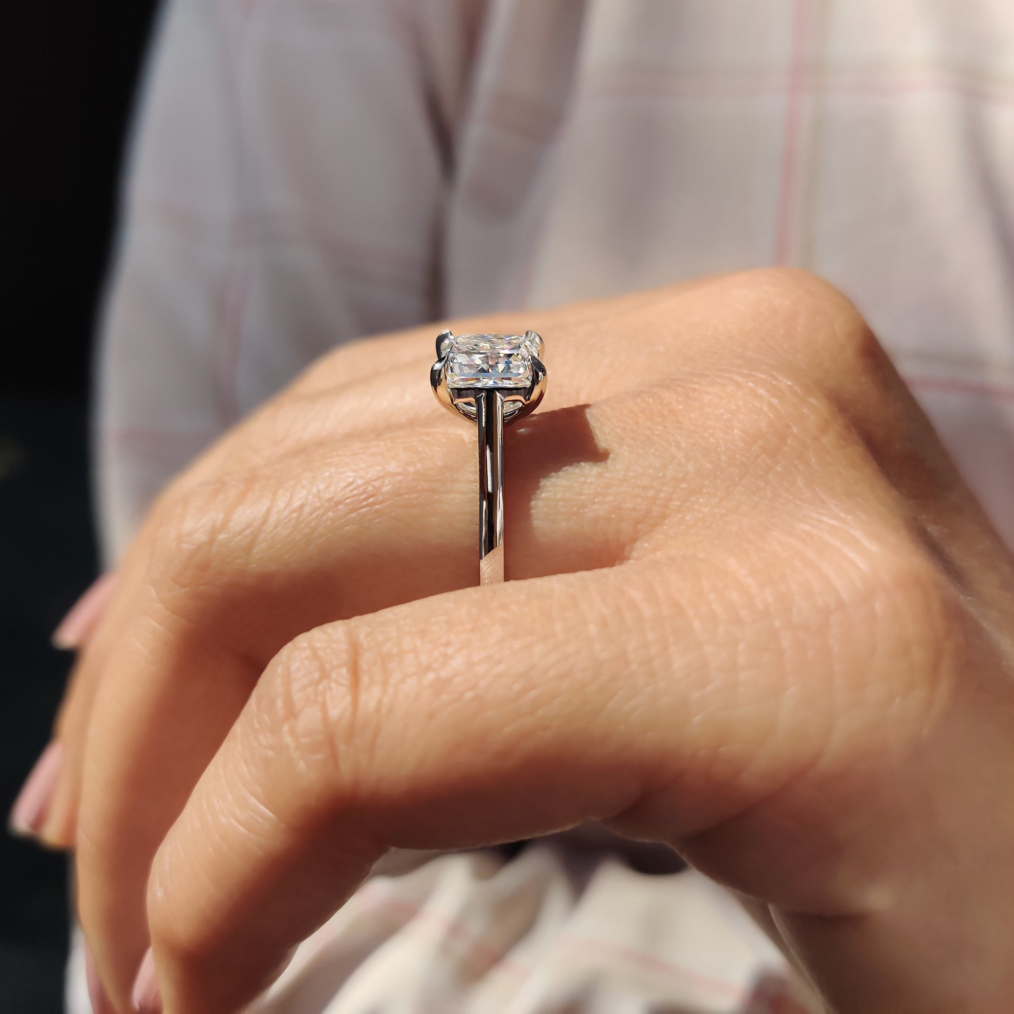 Princess Cut Solitaire Ring in a Cathedral Setting