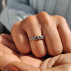 Royal Dark Blue Stone French Cut Half Eternity Wedding Band