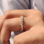 Zig Zag Band Featuring Emerald and Round Cut Diamond