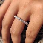 Diamond Eternity Band White Gold With Emerald and Round Cut