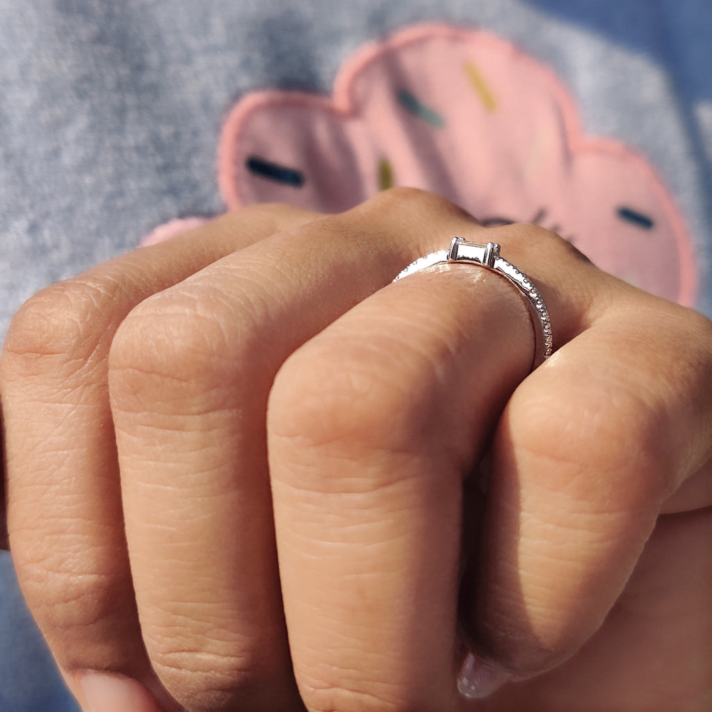 Round And Baguette Diamond Band In Half Eternity Style