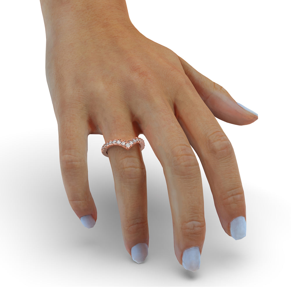 V Shaped Wedding Band - Half Eternity