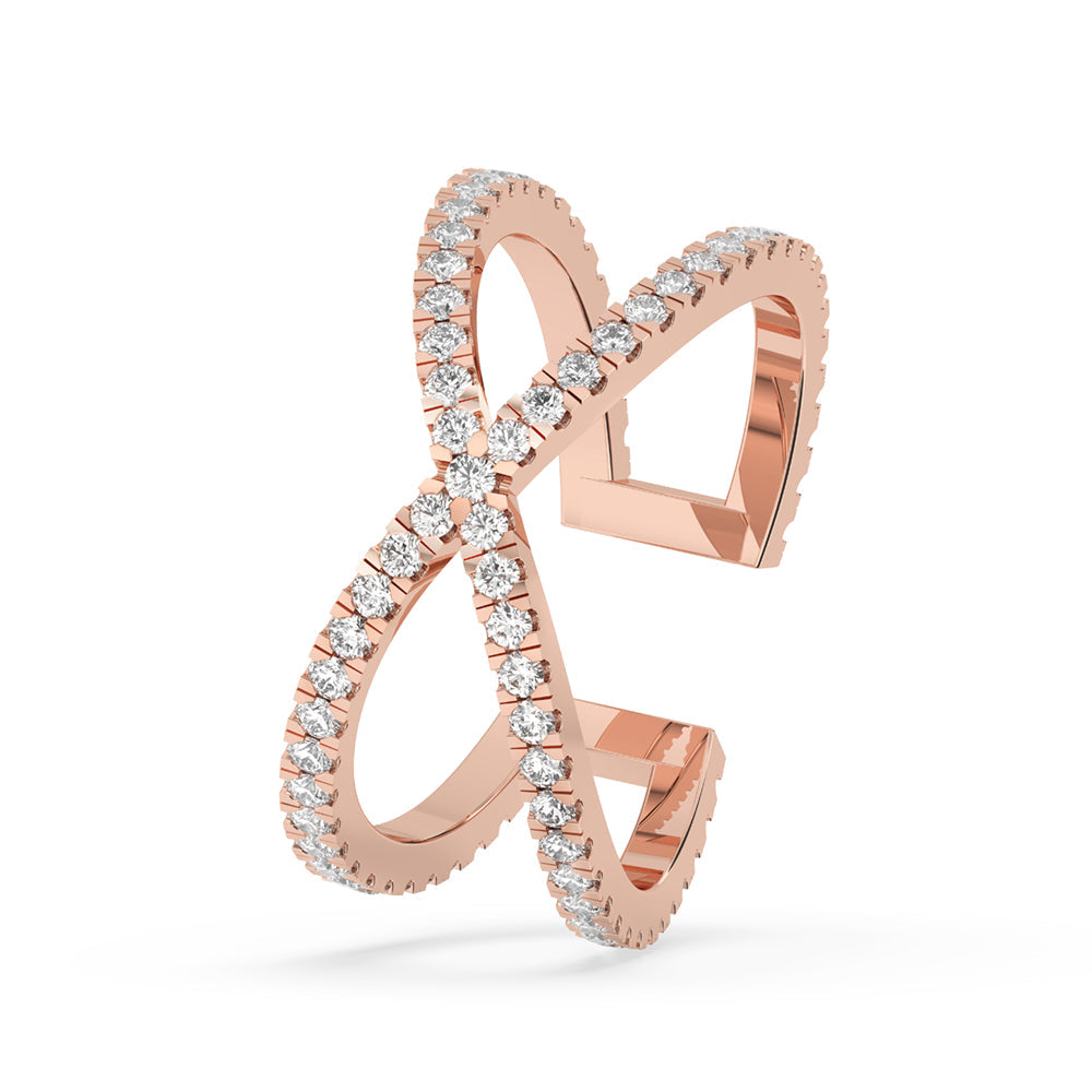Criss Cross Band – Unique Diamond Setting Sparkle