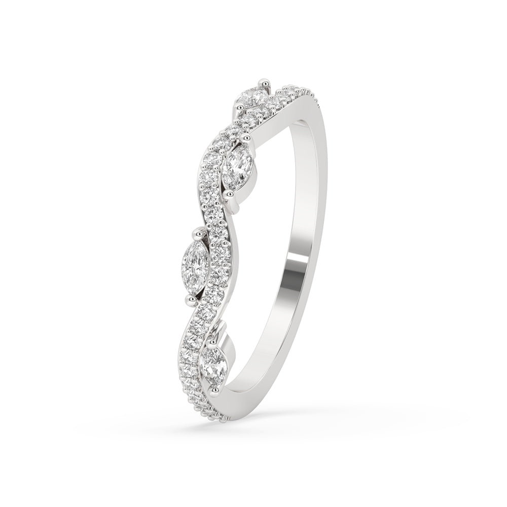 Twisted Wedding Band – Unique Round Diamond Setting