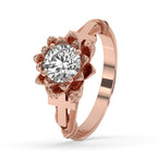 Flower Engagement Ring with Dazzling Round Diamond