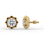 Flower Earrings With Round Cut