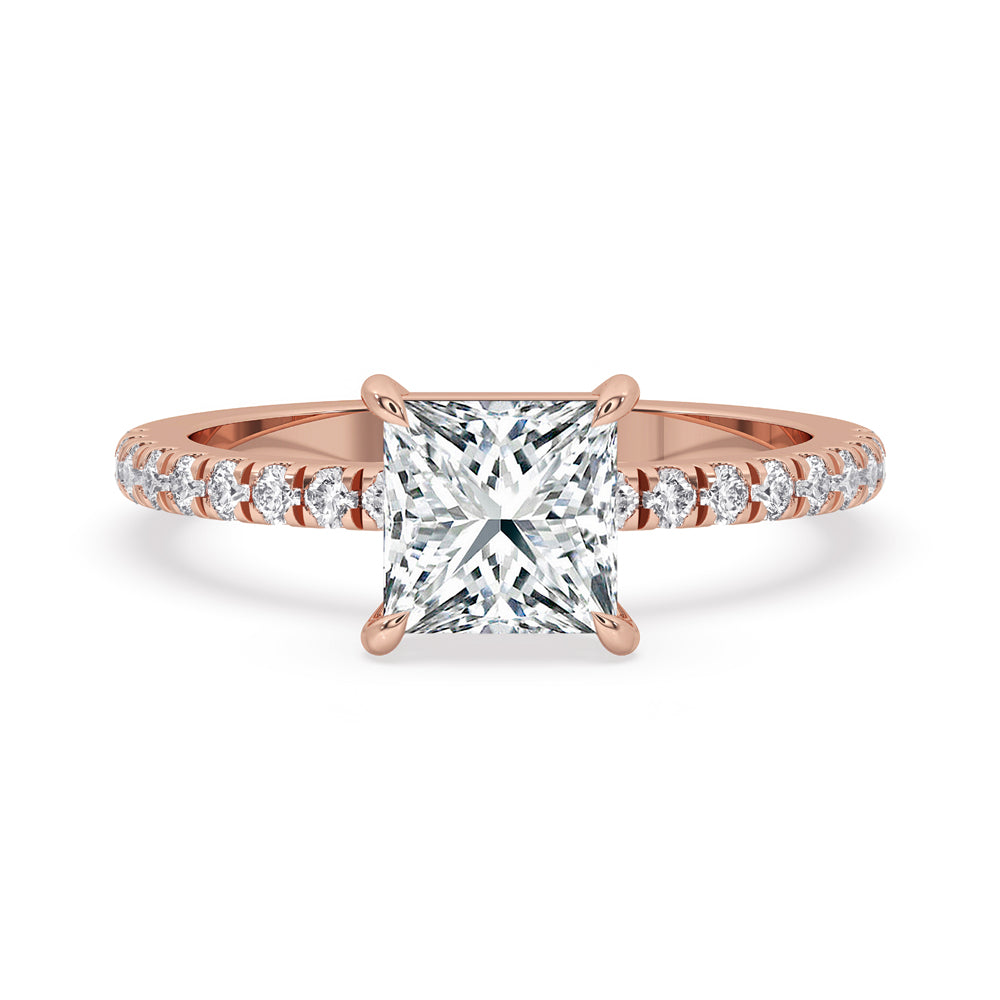 Two Carat Princess Cut Diamond Claw Prong Perfection