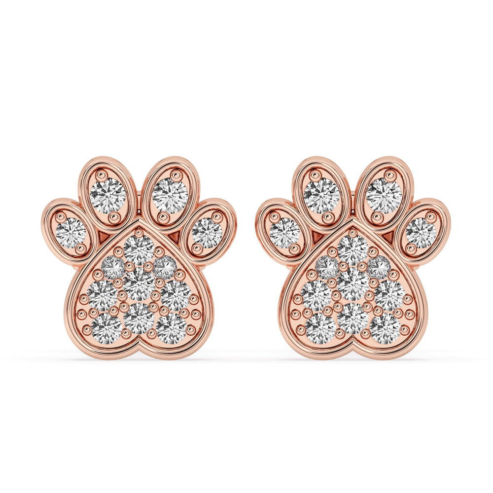 Dog Paw Earrings In Round Cut Diamond Main image