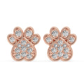 Dog Paw Earrings In Round Cut Diamond