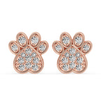 Dog Paw Earrings In Round Cut Diamond