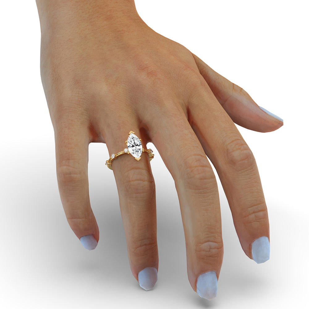 Marquise Diamond Engagement Ring with Claw Prong Setting