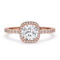 Cushion Halo Engagement Ring With Pave Band