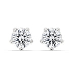 White Gold Stud Earrings - Round Cut