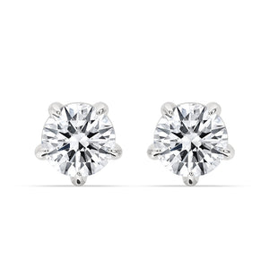 White Gold Stud Earrings - Round Cut