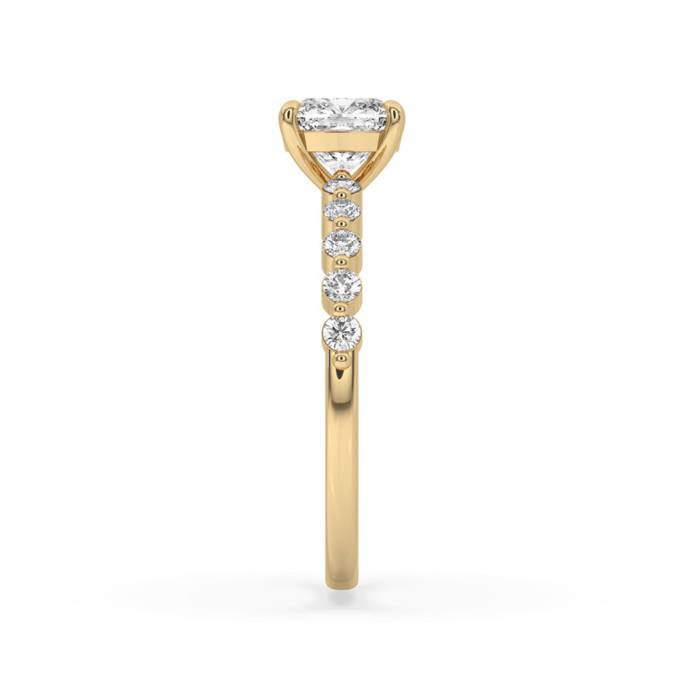 Cushion Diamond Engagement Ring with Pave Setting