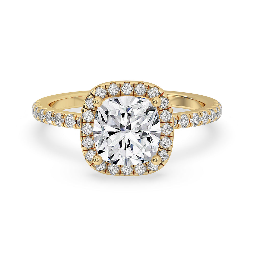 2 Carat Cushion Cut Diamond Ring With Pave Band Main image