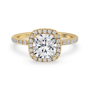 2 Carat Cushion Cut Diamond Ring With Pave Band