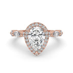 Diamond Pear Engagement Ring In Side Stone Setting