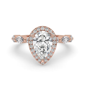 Diamond Pear Engagement Ring In Side Stone Setting