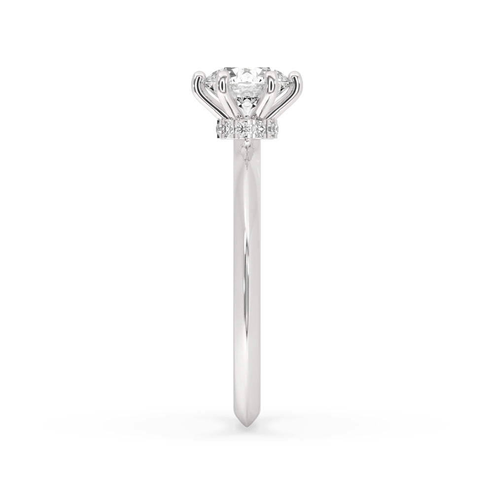 Six Prong Engagement Ring With Knife Edge Band