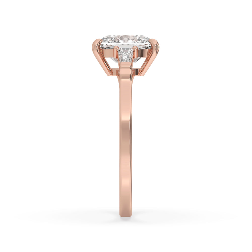 Cushion Cut Diamond Ring - Three Stone Design