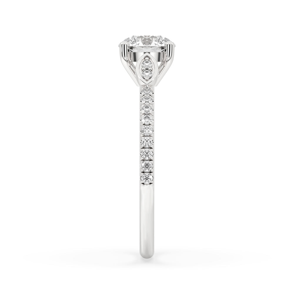 Cathedral Engagement Ring With Pave Band
