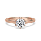 Round Cut Diamond Ring With 6 Prong Setting in Gold