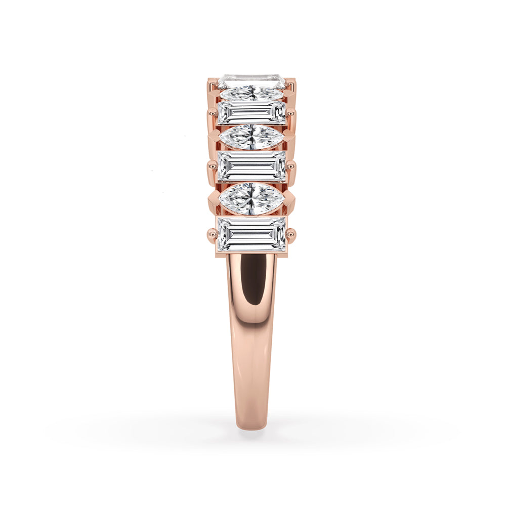 Half Eternity Band With  Marquise And Baguette Diamond